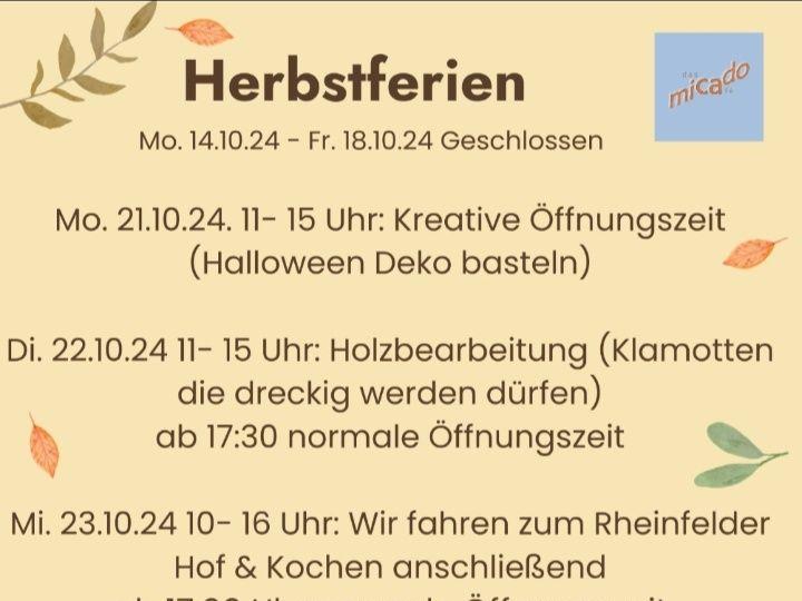 Herbstferienprogramm 2024 im micado - das Café