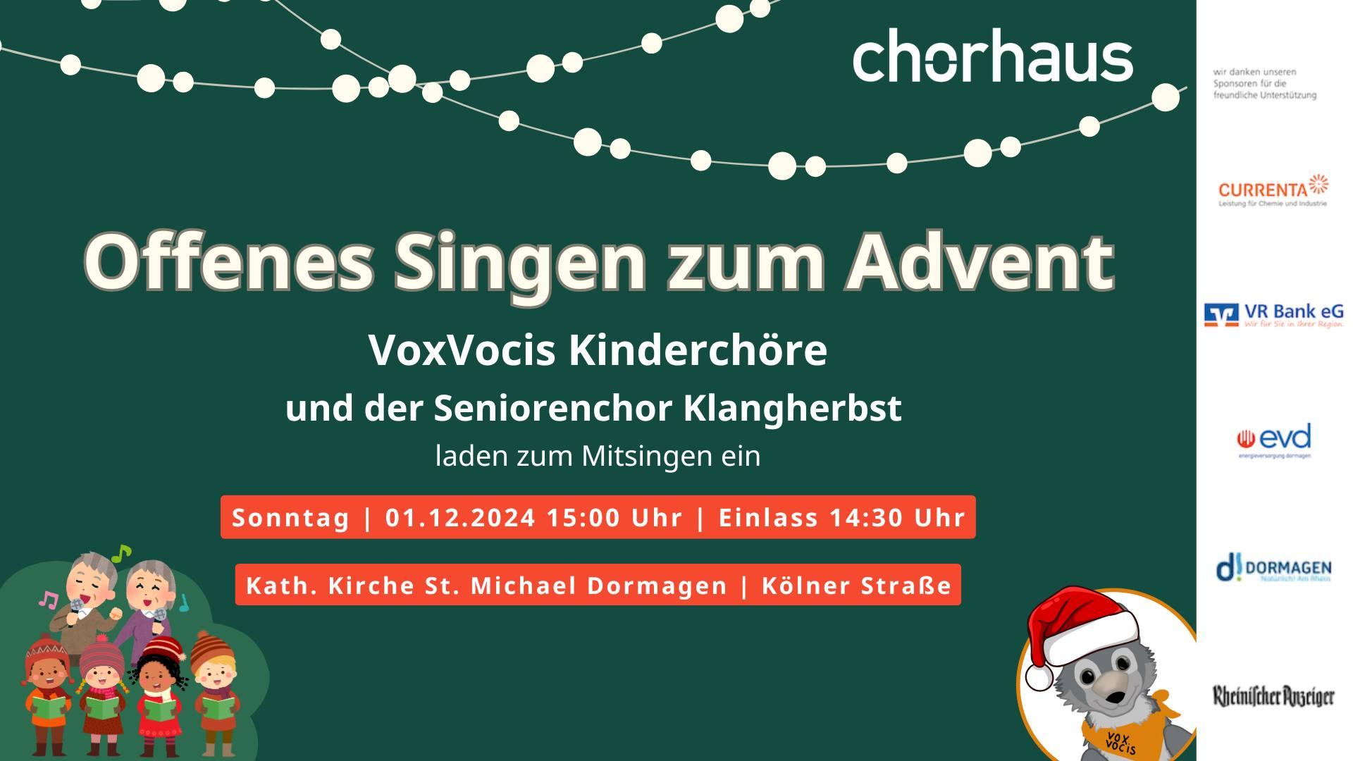 Offenes Singen zum Advent am 01.12.2024