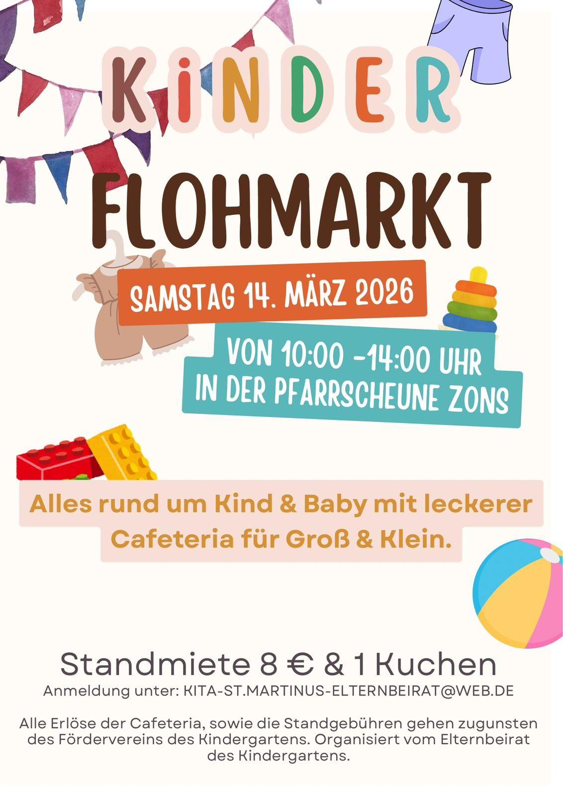 Kinder-Flohmarkt am 14.03.2026 in der Pfarrscheune Zons